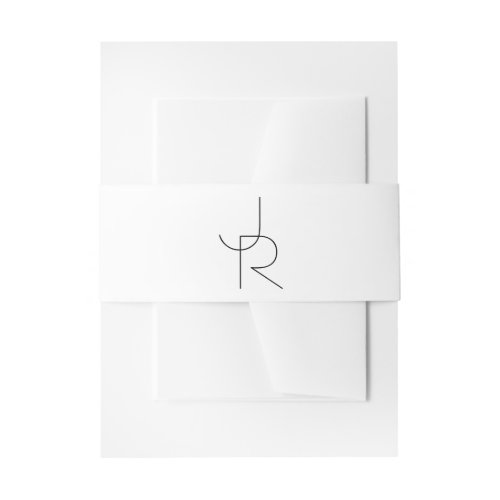 Overlapping Initials  Black On White Invitation Belly Band