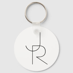 Overlapping Initials Black On White Keychain