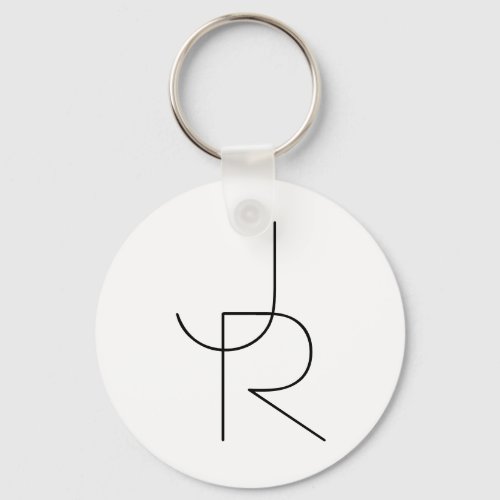 Overlapping Initials  Black On White Keychain