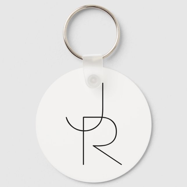 Overlapping Initials | Black On White Keychain (Front)