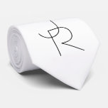 Overlapping Initials | Black On White Neck Tie at Zazzle