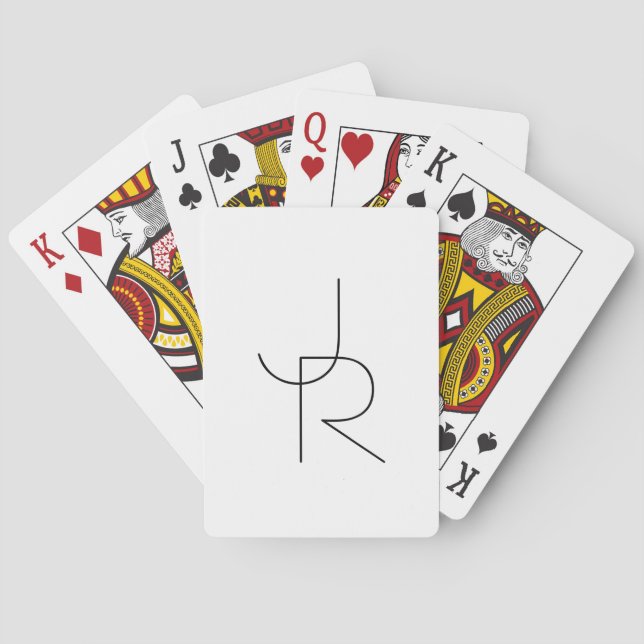 Overlapping Initials | Black On White Poker Cards (Back)