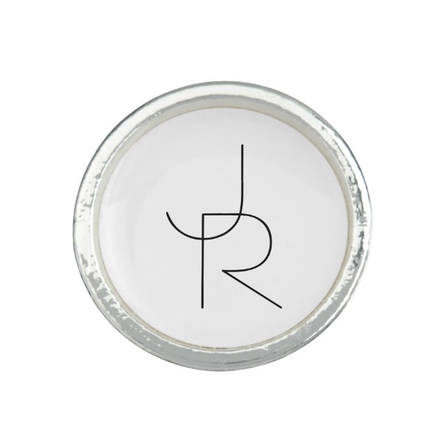 Overlapping Initials | Black On White Ring (Front)