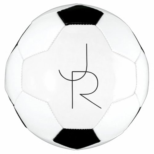 Overlapping Initials  Black On White Soccer Ball