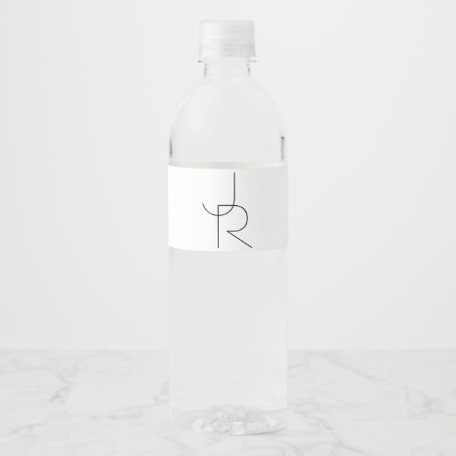 Overlapping Initials  Black On White Water Bottle Label