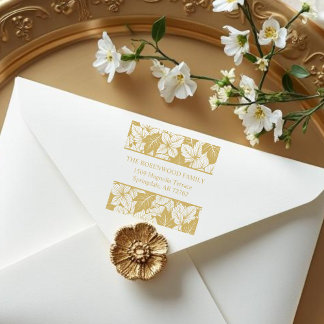 Overlapping Leaves Chic Nature Return Address Rubber Stamp