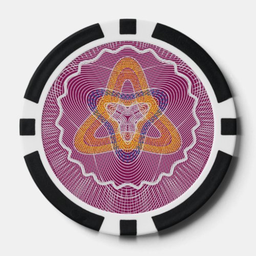 Overlapping Lines magenta Poker Chips
