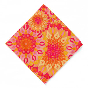 Overlapping Mandala Orange Pink Yellow Bandana