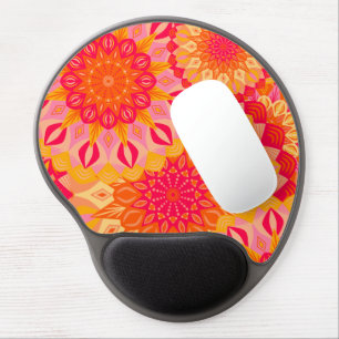 Overlapping Mandala Orange Pink Yellow Gel Mouse Pad