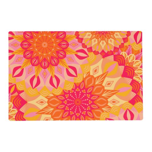 Overlapping Mandala Orange Pink Yellow Placemat