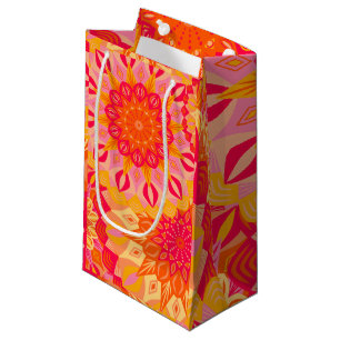 Overlapping Mandala Orange Pink Yellow Small Gift Bag