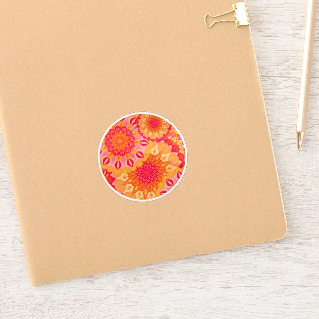 Overlapping Mandala Orange Pink Yellow Sticker (Notebook)