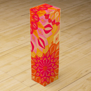 Overlapping Mandala Orange Pink Yellow Wine Box
