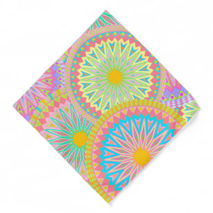 Overlapping Mandala Pink Blue Yellow Mint Purple Bandana