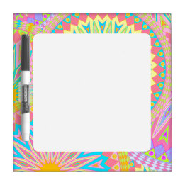 Overlapping Mandala Pink Blue Yellow Mint Purple Dry Erase Board