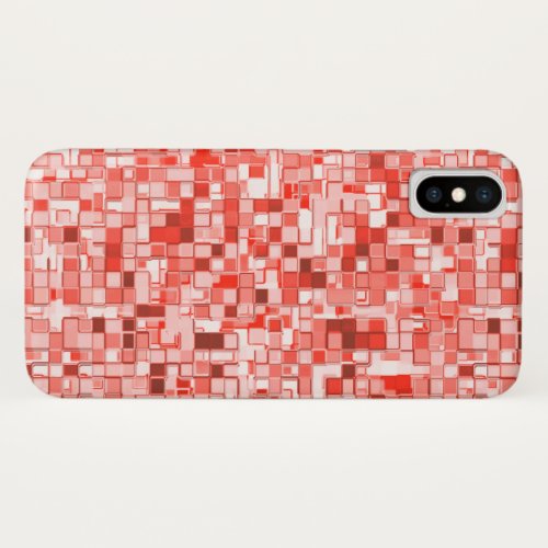 Overlapping mini squares tones of red or coral iPhone x case