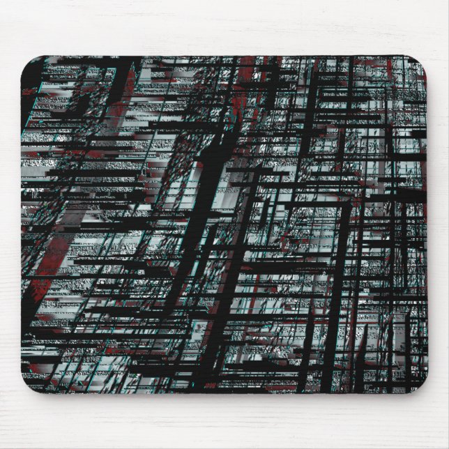 Overlapping narrow, linear cutouts intersecting on mouse pad (Front)