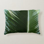 Overlapping Palm Fronds Tropical Green Abstract Accent Pillow