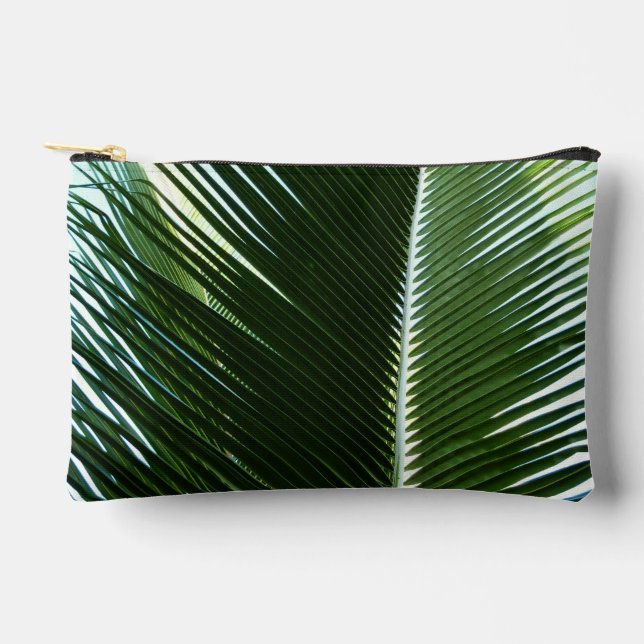 Overlapping Palm Fronds Tropical Green Abstract Accessory Pouch (Front)