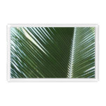 Overlapping Palm Fronds Tropical Green Abstract Acrylic Tray