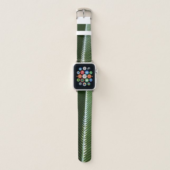 Overlapping Palm Fronds Tropical Green Abstract Apple Watch Band (Front)