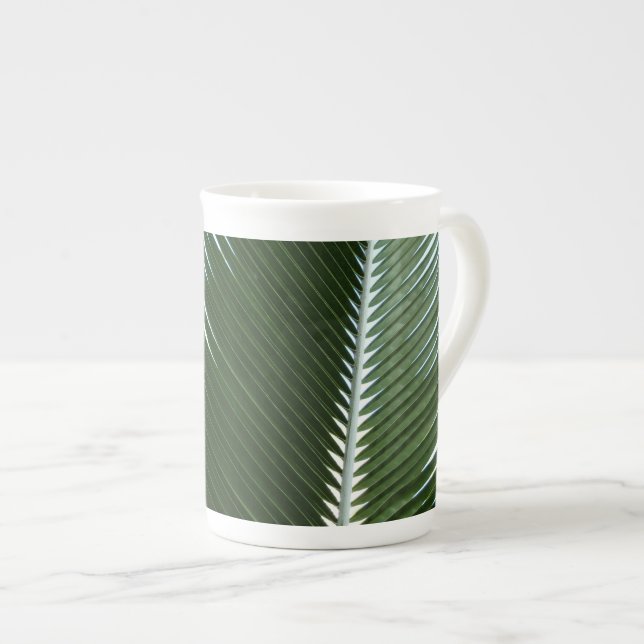 Overlapping Palm Fronds Tropical Green Abstract Bone China Mug (Front Right)
