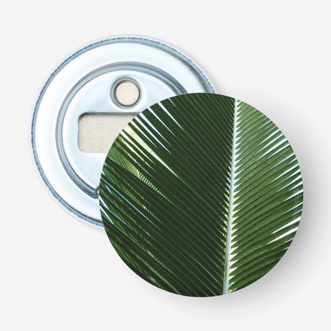 Overlapping Palm Fronds Tropical Green Abstract Bottle Opener (Front)
