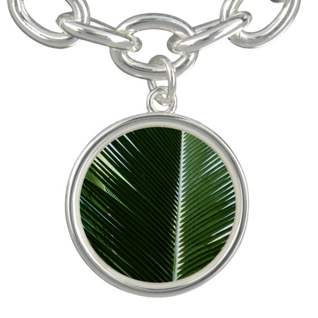 Overlapping Palm Fronds Tropical Green Abstract Bracelet (Design)