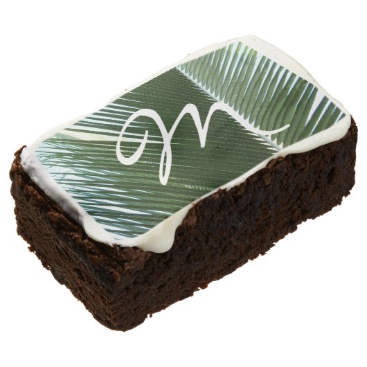 Overlapping Palm Fronds Tropical Green Abstract Brownie (Angled)