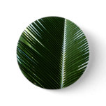 Overlapping Palm Fronds Tropical Green Abstract Button