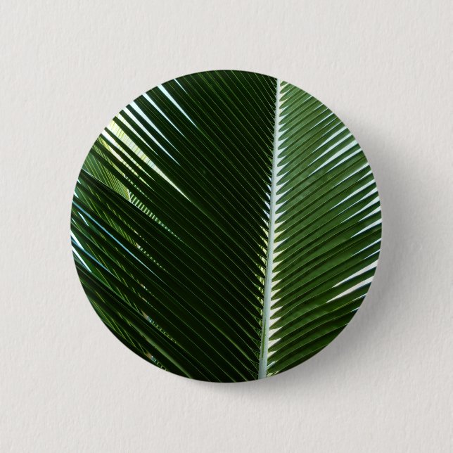 Overlapping Palm Fronds Tropical Green Abstract Button (Front)