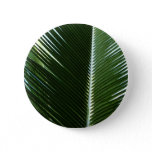 Overlapping Palm Fronds Tropical Green Abstract Button