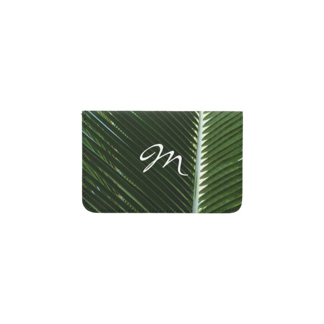 Overlapping Palm Fronds Tropical Green Abstract Card Holder (Front Horizontal)