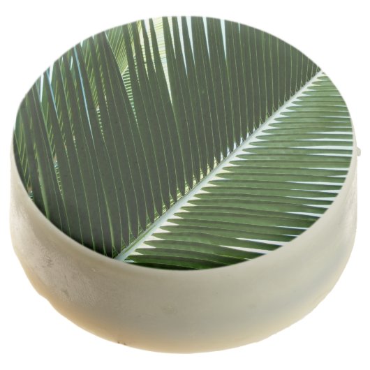 Overlapping Palm Fronds Tropical Green Abstract Chocolate Covered Oreo (Angled)