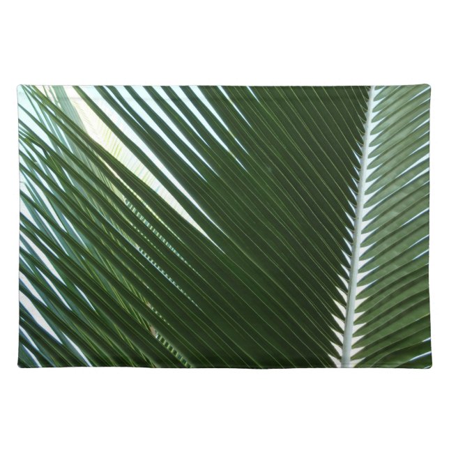 Overlapping Palm Fronds Tropical Green Abstract Cloth Placemat (Front)