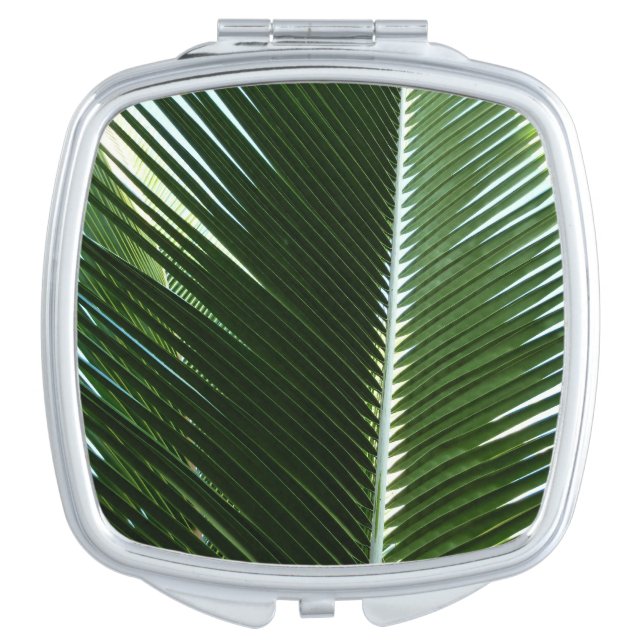 Overlapping Palm Fronds Tropical Green Abstract Compact Mirror (Front)