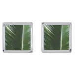 Overlapping Palm Fronds Tropical Green Abstract Cufflinks
