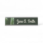 Overlapping Palm Fronds Tropical Green Abstract Desk Name Plate