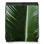 Overlapping Palm Fronds Tropical Green Abstract Drawstring Bag
