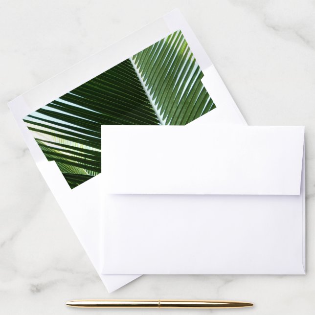 Overlapping Palm Fronds Tropical Green Abstract Envelope Liner (Desk)