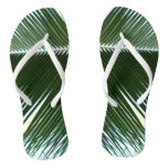 Overlapping Palm Fronds Tropical Green Abstract Flip Flops