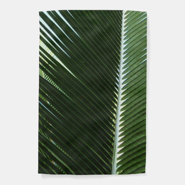 Overlapping Palm Fronds Tropical Green Abstract Garden Flag (Front)