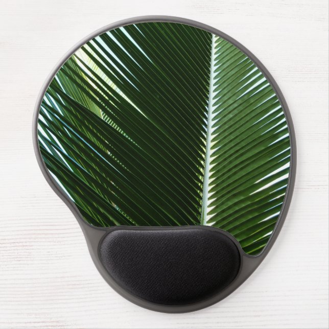 Overlapping Palm Fronds Tropical Green Abstract Gel Mouse Pad (Front)