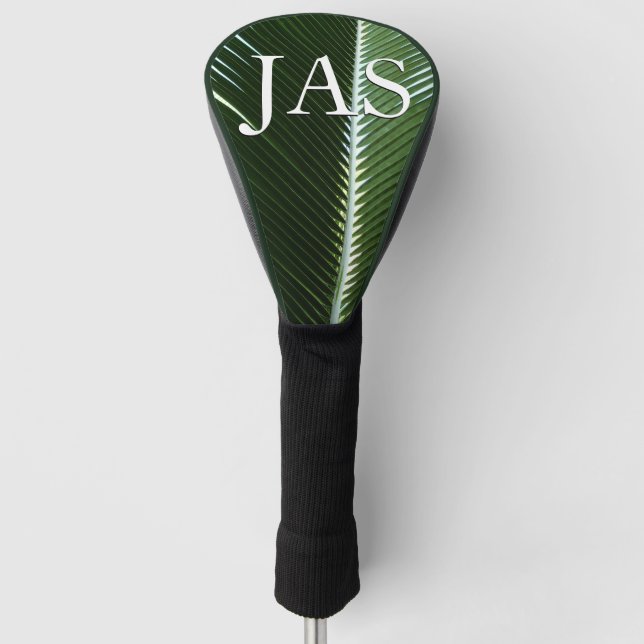 Overlapping Palm Fronds Tropical Green Abstract Golf Head Cover (Front)
