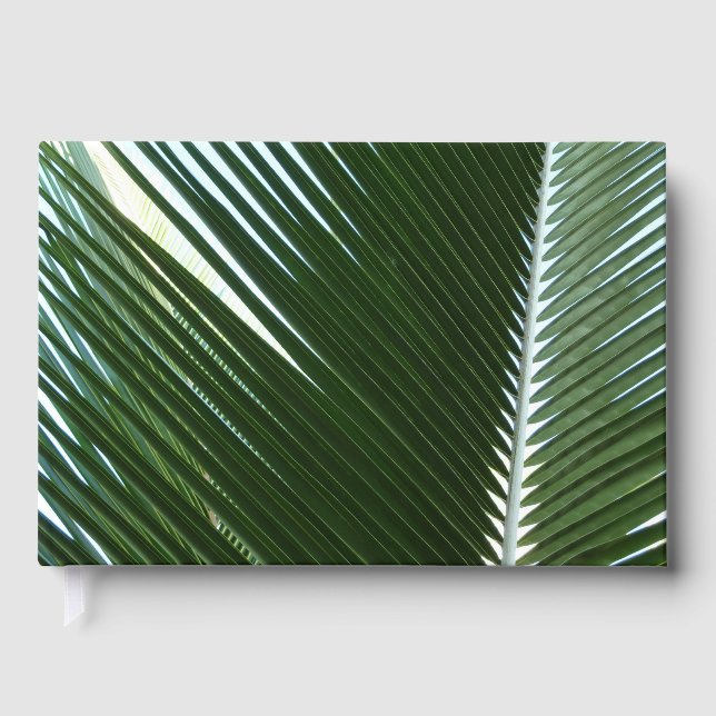 Overlapping Palm Fronds Tropical Green Abstract Guest Book (Front)