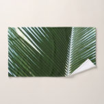 Overlapping Palm Fronds Tropical Green Abstract Hand Towel