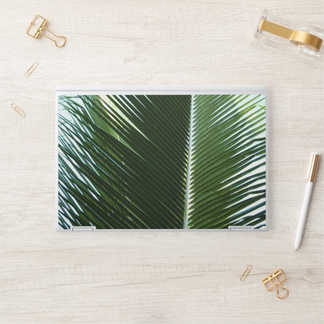 Overlapping Palm Fronds Tropical Green Abstract HP Laptop Skin (Desk)