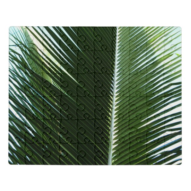 Overlapping Palm Fronds Tropical Green Abstract Jigsaw Puzzle (Puzzle Horizontal)