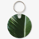 Overlapping Palm Fronds Tropical Green Abstract Keychain