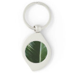 Overlapping Palm Fronds Tropical Green Abstract Keychain